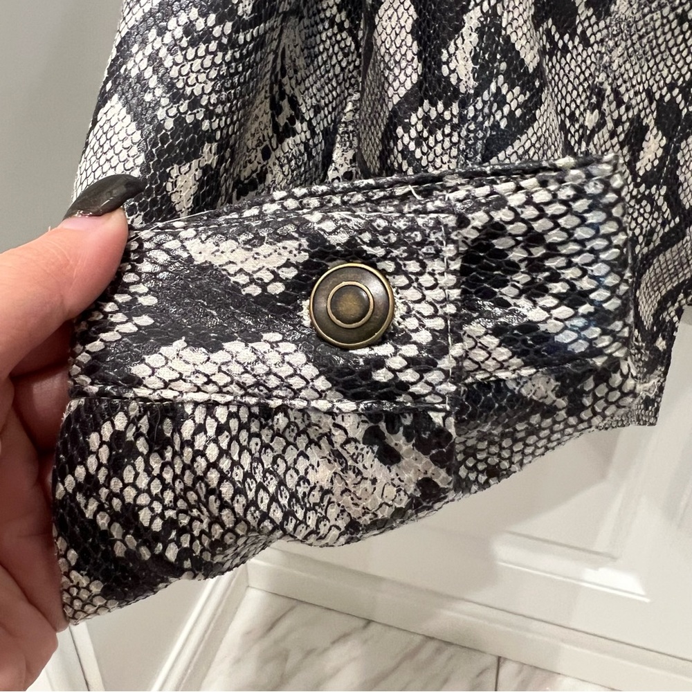 Juniors' Vylette™ Snake Print Trucker Jacket - Picture 10 of 12